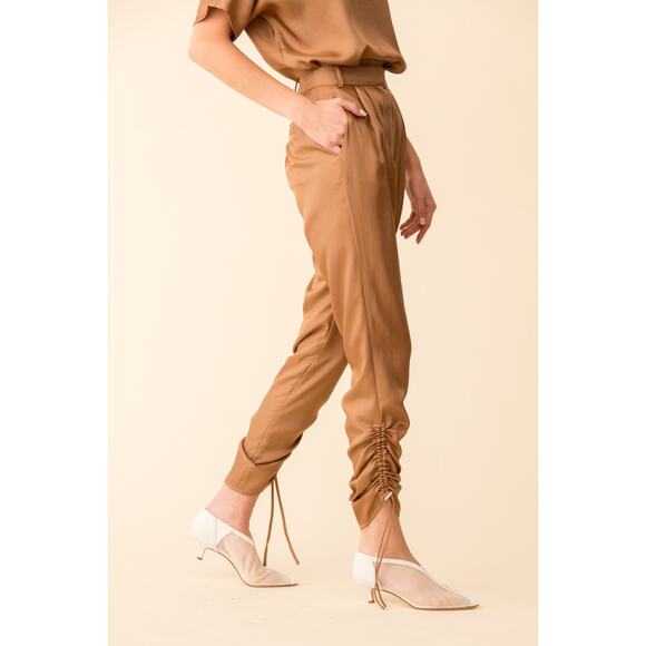 Tibi Mendini Twill Pleated Easy Trouser Pants Sable Brown Women's Size 4 NWT - Picture 1 of 13